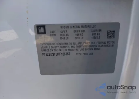 2017 Chevrolet Malibu Ls from USA, damaged, VIN 1G1ZB5ST8HF106767